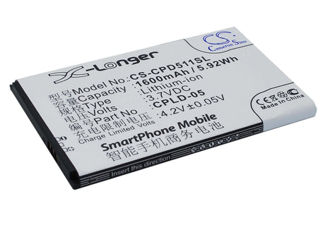 3.7V, Li-ion, 1600mAh, SmartPhone battery fits Coolpad, Cpld-05, 5110, 8022, 5.92Wh Mobile, SmartPhone Cameron Sino Technology Limited (Suspended)