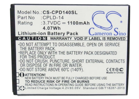 3.7V, Li-ion, 1100mAh, SmartPhone battery fits Coolpad, Cpld-14, 8150d, 8150s, 4.07Wh Mobile, SmartPhone Cameron Sino Technology Limited (Smartphone)