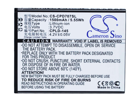 3.7V, Li-ion, 1500mAh, SmartPhone battery fits Coolpad, Cpld-145, 8707, 5.55Wh Mobile, SmartPhone Cameron Sino Technology Limited (Smartphone)