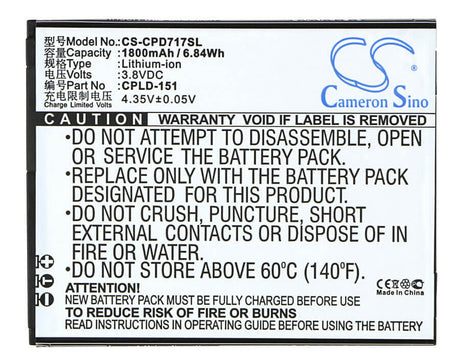 3.8V, Li-ion, 1800mAh, SmartPhone battery fits Coolpad, Cpld-151, 8717, 6.84Wh Mobile, SmartPhone Cameron Sino Technology Limited (Suspended)