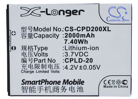 3.7V, Li-ion, 2000mAh, SmartPhone battery fits Coolpad, Cpld-20, 8730, 8736, 7.4Wh Mobile, SmartPhone Cameron Sino Technology Limited (Suspended)