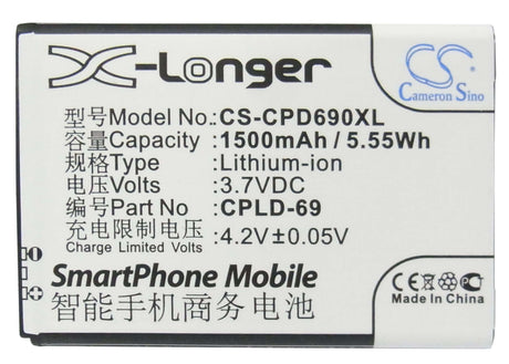 3.7V, Li-ion, 1500mAh, SmartPhone battery fits Coolpad, Cpld-69, 8809, 5.55Wh Mobile, SmartPhone Cameron Sino Technology Limited (Suspended)