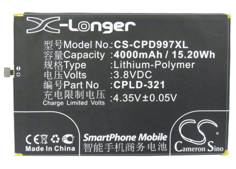 3.8V, Li-Polymer, 4000mAh, SmartPhone battery fits Coolpad, Cpld-317, 1s, 9976a, 15.2Wh Mobile, SmartPhone Cameron Sino Technology Limited (Suspended)
