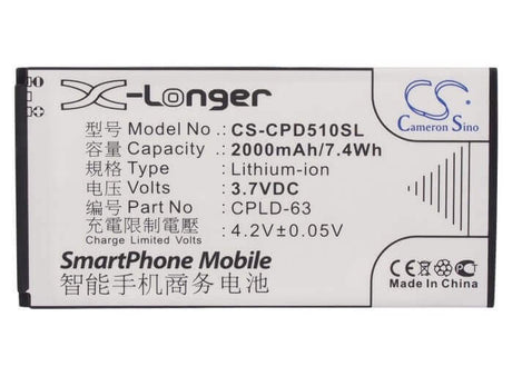 3.7V, Li-ion, 2000mAh, SmartPhone battery fits Coolpad, Cpld-30, 2168, D21, 7.4Wh Mobile, SmartPhone Cameron Sino Technology Limited (Smartphone)