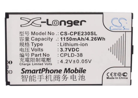 3.7V, Li-ion, 1150mAh, SmartPhone battery fits Coolpad, Cpld-38, E230, E506, 4.26Wh Mobile, SmartPhone Cameron Sino Technology Limited (Smartphone)