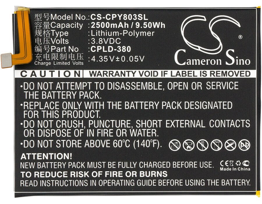 3.8V, Li-Polymer, 2500mAh, SmartPhone battery fits Coolpad, Cpld-380, Fengshang 3, Y803-9, 9.5Wh Mobile, SmartPhone Cameron Sino Technology Limited (Smartphone)