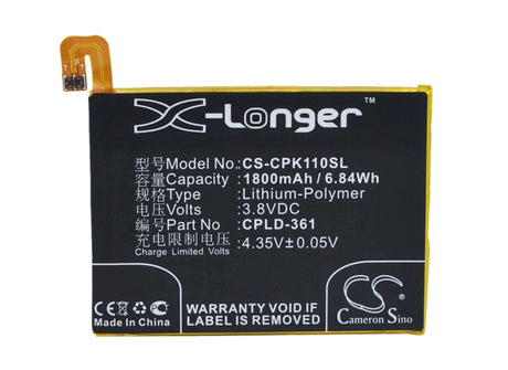3.8V, Li-Polymer, 1800mAh, SmartPhone battery fits Coolpad, Cpld-361, Ivvi K1 Mini, 6.84Wh Mobile, SmartPhone Cameron Sino Technology Limited (Smartphone)