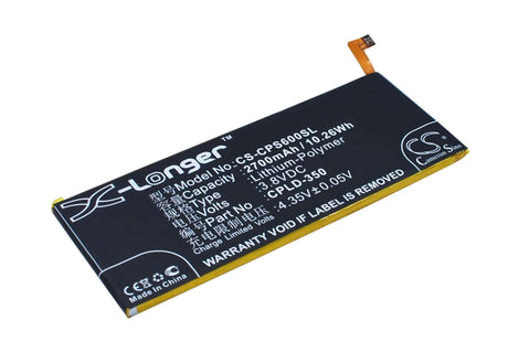 3.8V, Li-Polymer, 2700mAh, SmartPhone battery fits Coolpad, Cpld-350, Ivvi S6, Ivvi S6-nt, 10.26Wh Mobile, SmartPhone Cameron Sino Technology Limited (Smartphone)
