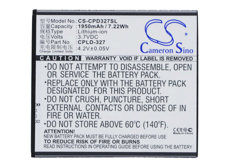 3.7V, Li-ion, 1950mAh, SmartPhone battery fits Coolpad, Cpld-327, 5952, 7620l, 7.22Wh Mobile, SmartPhone Cameron Sino Technology Limited (Smartphone)
