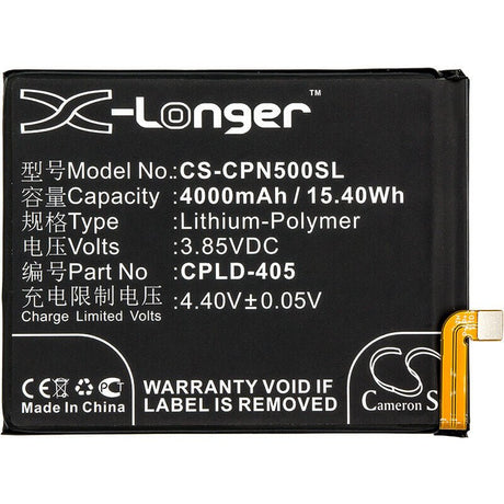 3.85V, Li-Polymer, 4000mAh, SmartPhone battery fits Coolpad, Cpld-405, Note 5, Note 5 Td-lte, 15.4Wh Mobile, SmartPhone Cameron Sino Technology Limited (Suspended)