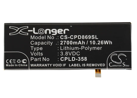 3.8V, Li-Polymer, 2700mAh, SmartPhone battery fits Coolpad, Cpld-358, 8690, 8690-t00, 10.26Wh Mobile, SmartPhone Cameron Sino Technology Limited (Smartphone)