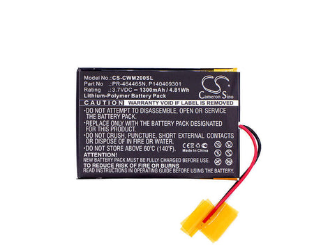 3.7V, Li-Polymer, 1300mAh, Media Player battery fits Cowon, P140409301, M2, M2 16g, 4.81Wh Media Player Cameron Sino Technology Limited