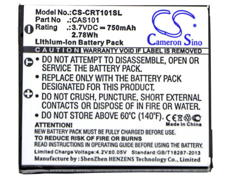 3.7V, Li-ion, 750mAh, Media Player battery fits Creative, Cas101, Vado, Vado Pocket Hd, 2.78Wh Media Player Cameron Sino Technology Limited