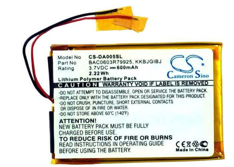 Battery For Creative Zen 4gb, Zen Zn-z4g-bk, Zen Zn-z8g-bk 3.7v, 600mah - 2.22wh Batteries for Electronics Cameron Sino Technology Limited (Suspended)   