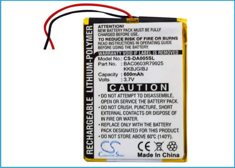 Battery For Creative Zen 4gb, Zen Zn-z4g-bk, Zen Zn-z8g-bk 3.7v, 600mah - 2.22wh Batteries for Electronics Cameron Sino Technology Limited (Suspended)   