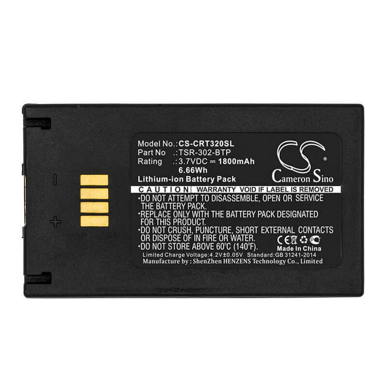 3.7V, Li-ion, 1800mAh, Remote Control battery fits Crestron, Tsr-302, Tsr-302 Handheld Touch Screen, 6.66Wh Remote Control Cameron Sino Technology Limited