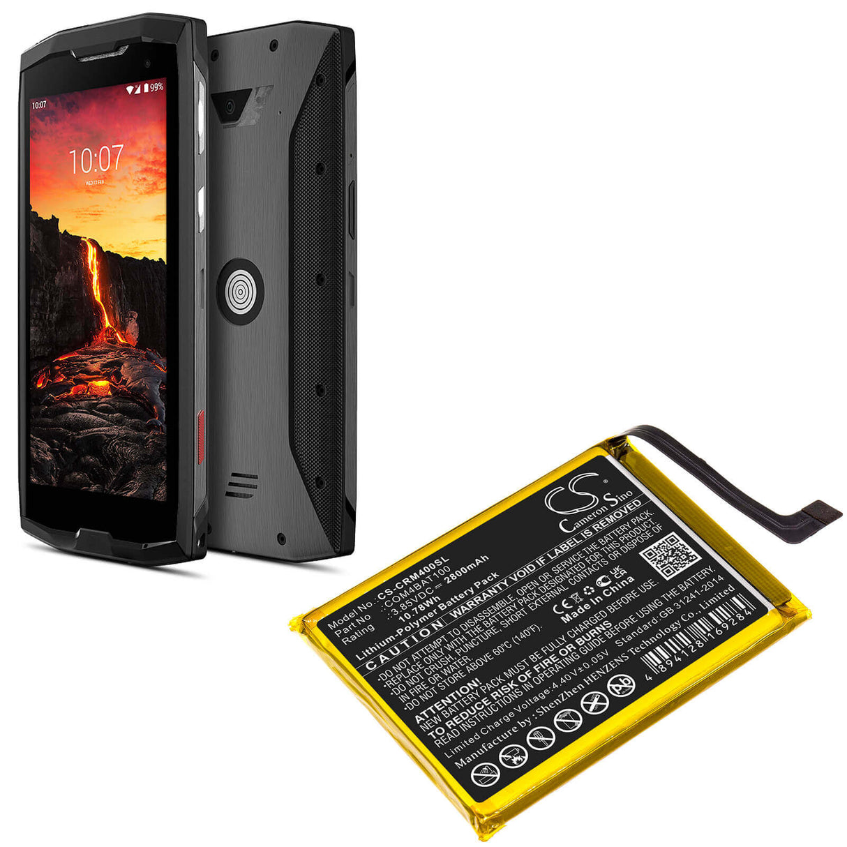 3.85V, Li-Polymer, 2800mAh, SmartPhone battery fits Crosscall, Com4bat100, Core M4, Core M4 Go, 10.78Wh Mobile, SmartPhone Cameron Sino Technology Limited (Smartphone)