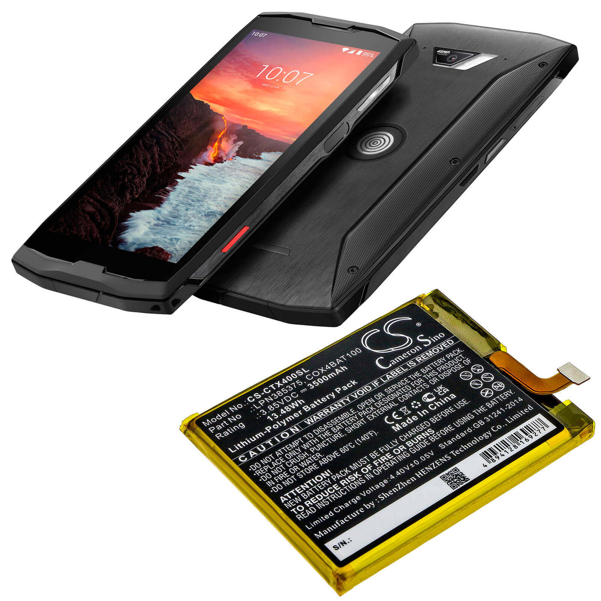 3.85V, Li-Polymer, 3500mAh, SmartPhone battery fits Crosscall, Cox4bat100, Core X4, 13.48Wh Mobile, SmartPhone Cameron Sino Technology Limited (Smartphone)