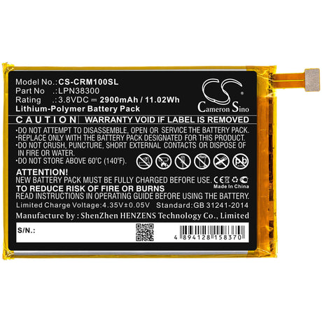 3.8V, Li-Polymer, 2900mAh, SmartPhone battery fits Crosscall, Lpn38300, Trekker M1, 11.02Wh Mobile, SmartPhone Cameron Sino Technology Limited (Smartphone)