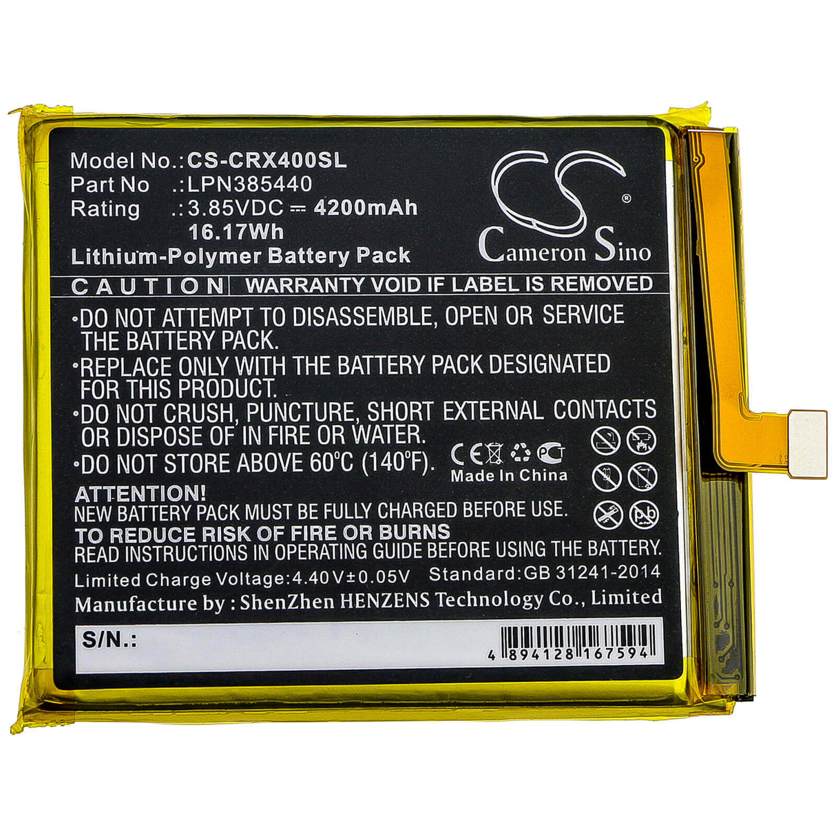 Battery For Crosscall, Trekker X4 3.85v, 4200mah - 16.17wh Batteries for Electronics Cameron Sino Technology Limited (Suspended)