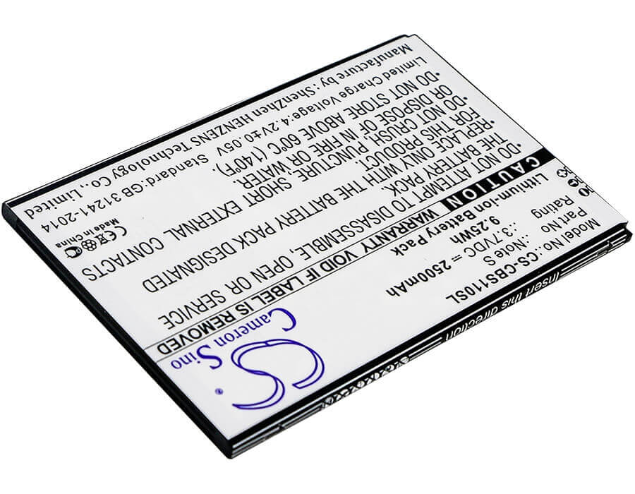 3.7V, Li-ion, 2500mAh, SmartPhone battery fits Cubot, Note S, Note S, 9.25Wh Mobile, SmartPhone Cameron Sino Technology Limited (Smartphone)