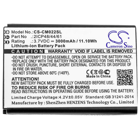 3.7V, Li-ion, 3000mAh, Battery Pack battery fits Custom Battery Pack, 2icp48/44/61, 11.1Wh Battery Pack Cameron Sino Technology Limited