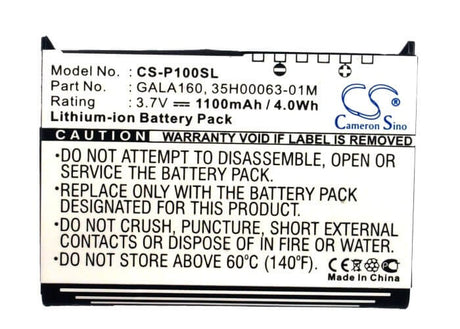 3.7V, Li-ion, 1100mAh, PDA battery fits I-mate, Dopod, Cyberbank, Htc, Qtek, Pharos, 35h00063-01m, Poz G300, 4.07Wh PDA, Pocket PC Cameron Sino Technology Limited