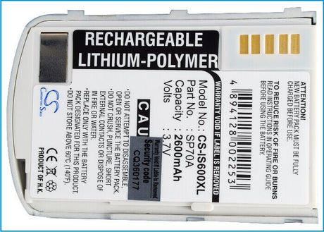 3.7V, Li-Polymer, 2400mAh, SmartPhone battery fits Cyberbank, Ido, Sp70a, Poz X301, 8.88Wh Mobile, SmartPhone Cameron Sino Technology Limited (Suspended)