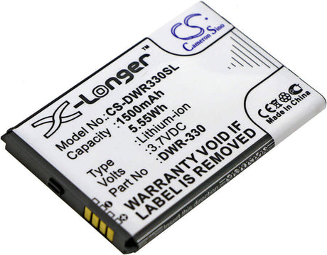 3.7V, Li-ion, 1500mAh, Hotspot battery fits D-link, Dwr-330, Dwr-330, 5.55Wh Hotspot Cameron Sino Technology Limited