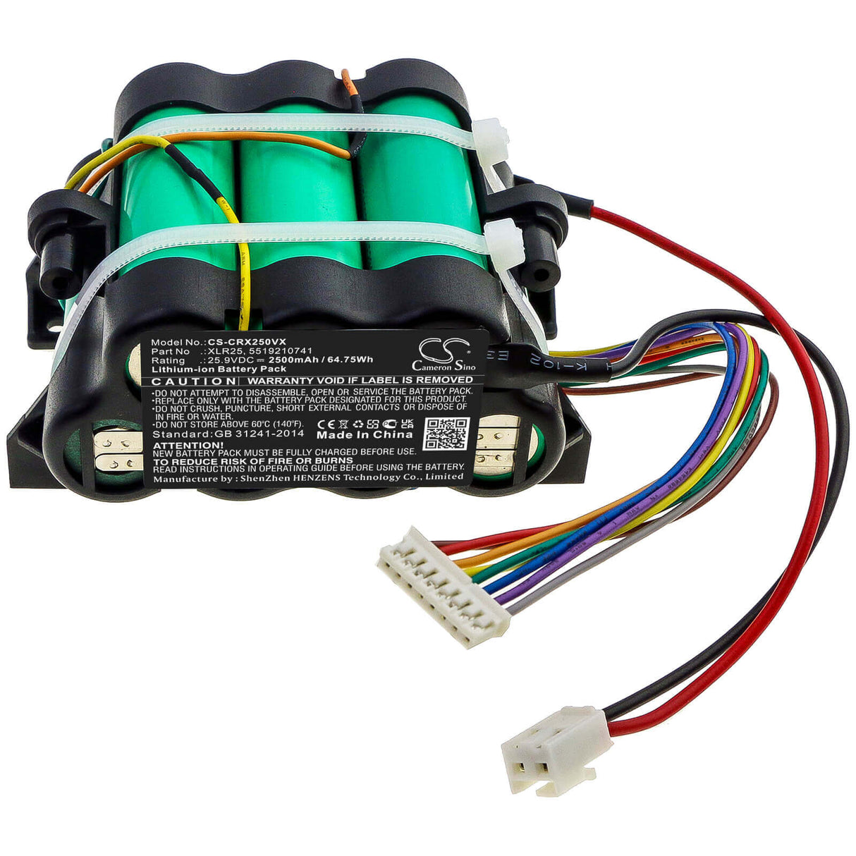 25.9V, Li-ion, 2500mAh, Vacuum battery fits Delonghi, Colombina Xlr25le.gy, Colombina Xlr25lm.bl, Colombina Xlr25lm.gy, 64.75Wh Vacuum Cameron Sino Technology Limited