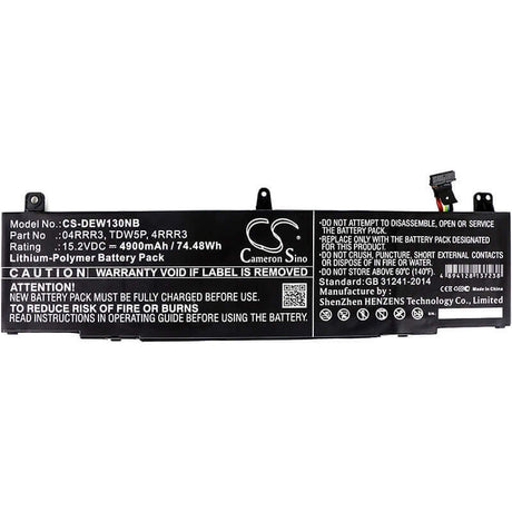 Battery For Dell, Alienware 13 R3, Alw13c, 15.2v, 4900mah - 74.48wh Notebook, Laptop Cameron Sino Technology Limited   