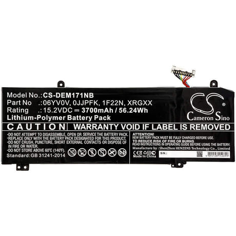 Battery For Dell, Alienware 2018 Orion M15, Alienware Alw15m-d1735r, Alienware Alw15m-r1725s 15.2v, 3700mah - 56.24wh Notebook, Laptop Cameron Sino Technology Limited   