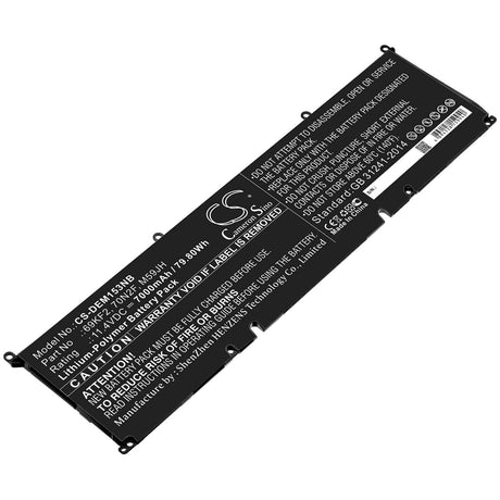 Notebook battery For Dell, Alienware M15 2020 Alw15m-5758w, Alienware M15 R3 11.4v, 7000mah - 79.80wh Notebook, Laptop Cameron Sino Technology Limited   