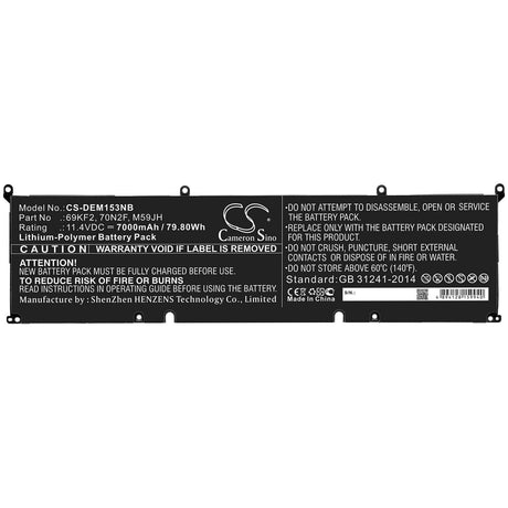 Notebook battery For Dell, Alienware M15 2020 Alw15m-5758w, Alienware M15 R3 11.4v, 7000mah - 79.80wh Notebook, Laptop Cameron Sino Technology Limited   