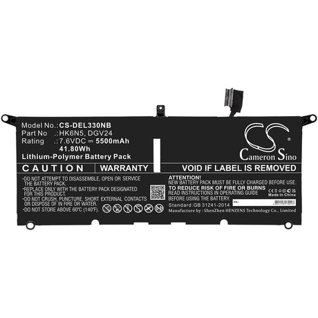 Battery For Dell, Inspiron 13 5000 5390, Inspiron 13 5390, Inspiron 13-5390-d1305l 7.6v, 5500mah - 41.80wh Notebook, Laptop Cameron Sino Technology Limited   