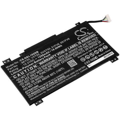 Battery For Dell, Latitude 10 Ste2 15.2v, 1250mah - 19.00wh Notebook, Laptop Cameron Sino Technology Limited   