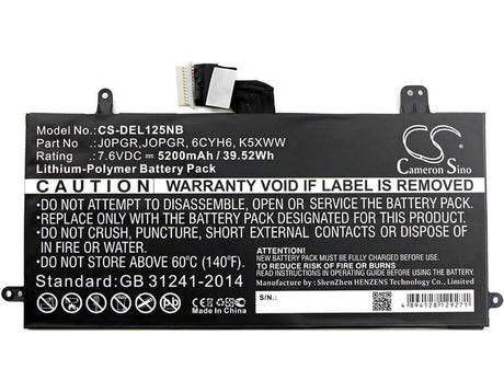 Battery For Dell Latitude 12 5285 7.6v, 5200mah - 39.52wh Notebook, Laptop Cameron Sino Technology Limited   