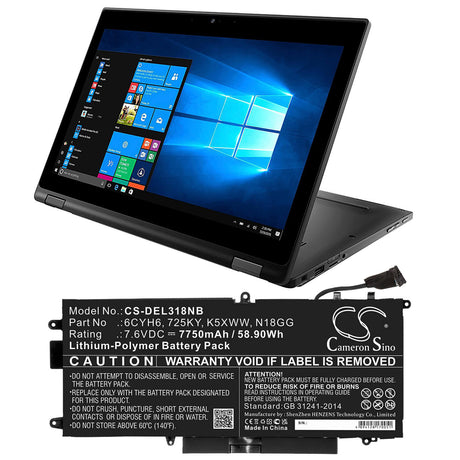 Battery For Dell, Latitude 12 5289, Latitude 5289, Latitude E5289 7.6v, 7750mah - 58.90wh Notebook, Laptop Cameron Sino Technology Limited   