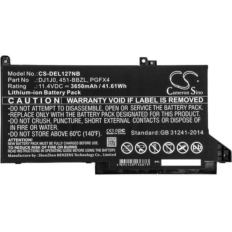 Battery For Dell, Latitude 12 7000, Latitude 12 7280, Latitude 12 7480 11.4v, 3650mah - 41.61wh Notebook, Laptop Cameron Sino Technology Limited   