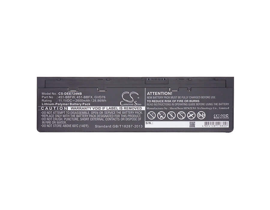Battery For Dell, Latitude 12 7000, Latitude E7240 11.1v, 2600mah - 28.86wh Notebook, Laptop Cameron Sino Technology Limited   
