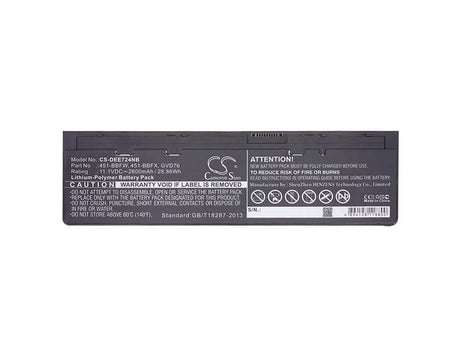 Battery For Dell, Latitude 12 7000, Latitude E7240 11.1v, 2600mah - 28.86wh Notebook, Laptop Cameron Sino Technology Limited   