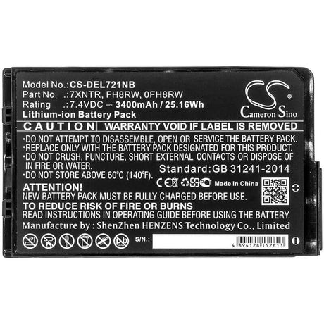 Battery For Dell, Latitude 12 7202, Latitude 7202, Latitude 7202 Rugged Tablet 7.4v, 3400mah - 25.16wh Notebook, Laptop Cameron Sino Technology Limited   