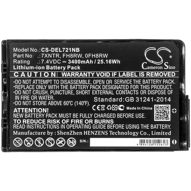 Battery For Dell, Latitude 12 7202, Latitude 7202, Latitude 7202 Rugged Tablet 7.4v, 3400mah - 25.16wh Notebook, Laptop Cameron Sino Technology Limited   