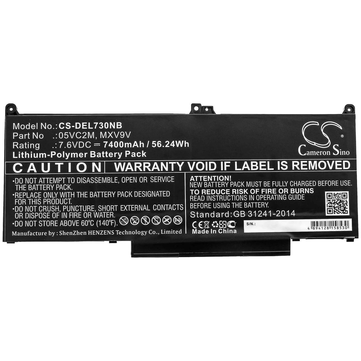 Battery For Dell, Latitude 13 5300, Latitude 13 5300 2-in-1, Latitude 13 7300 7.6v, 7400mah - 56.24wh Notebook, Laptop Cameron Sino Technology Limited   