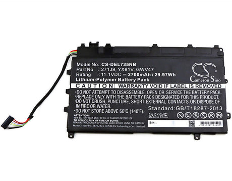 Battery For Dell, Latitude 13 7000, Latitude 7350 11.1v, 2700mah - 29.97wh Notebook, Laptop Cameron Sino Technology Limited   