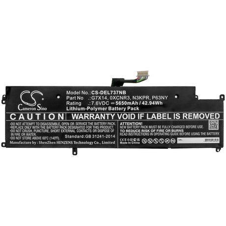 Notebook Battery For Dell, Latitude 13 7370, Latitude 7370, Latitude E7370 7.6v, 5650mah - 42.94wh Notebook, Laptop Cameron Sino Technology Limited