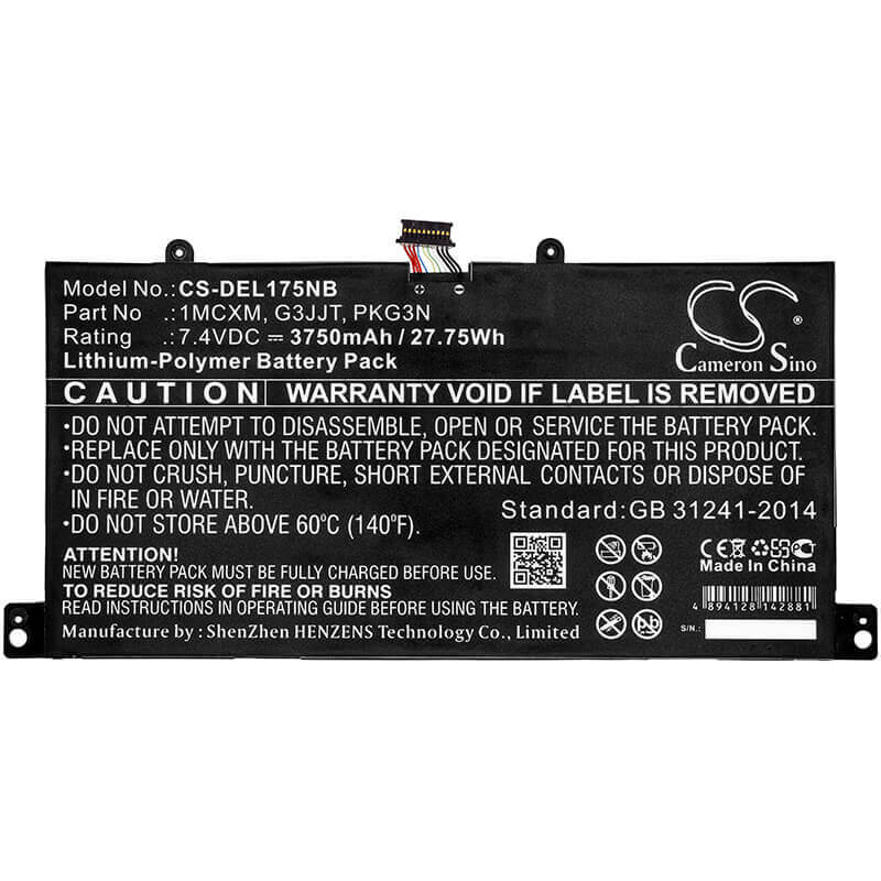Battery For Dell, Latitude 5175, 7.4v, 3750mah - 27.75wh Notebook, Laptop Cameron Sino Technology Limited   