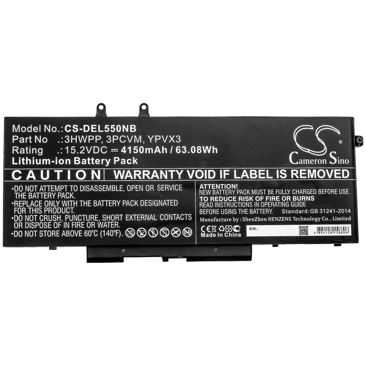 Battery For Dell, Latitude 5401, Latitude 5501 15.2v, 4150mah - 63.08wh Notebook, Laptop Cameron Sino Technology Limited   