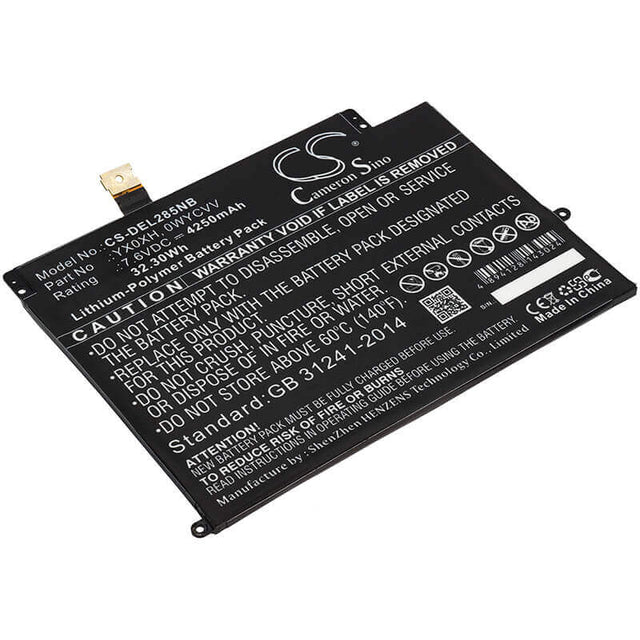 Battery For Dell, Latitude 7285, 7.6v, 4250mah - 32.30wh Notebook, Laptop Cameron Sino Technology Limited   