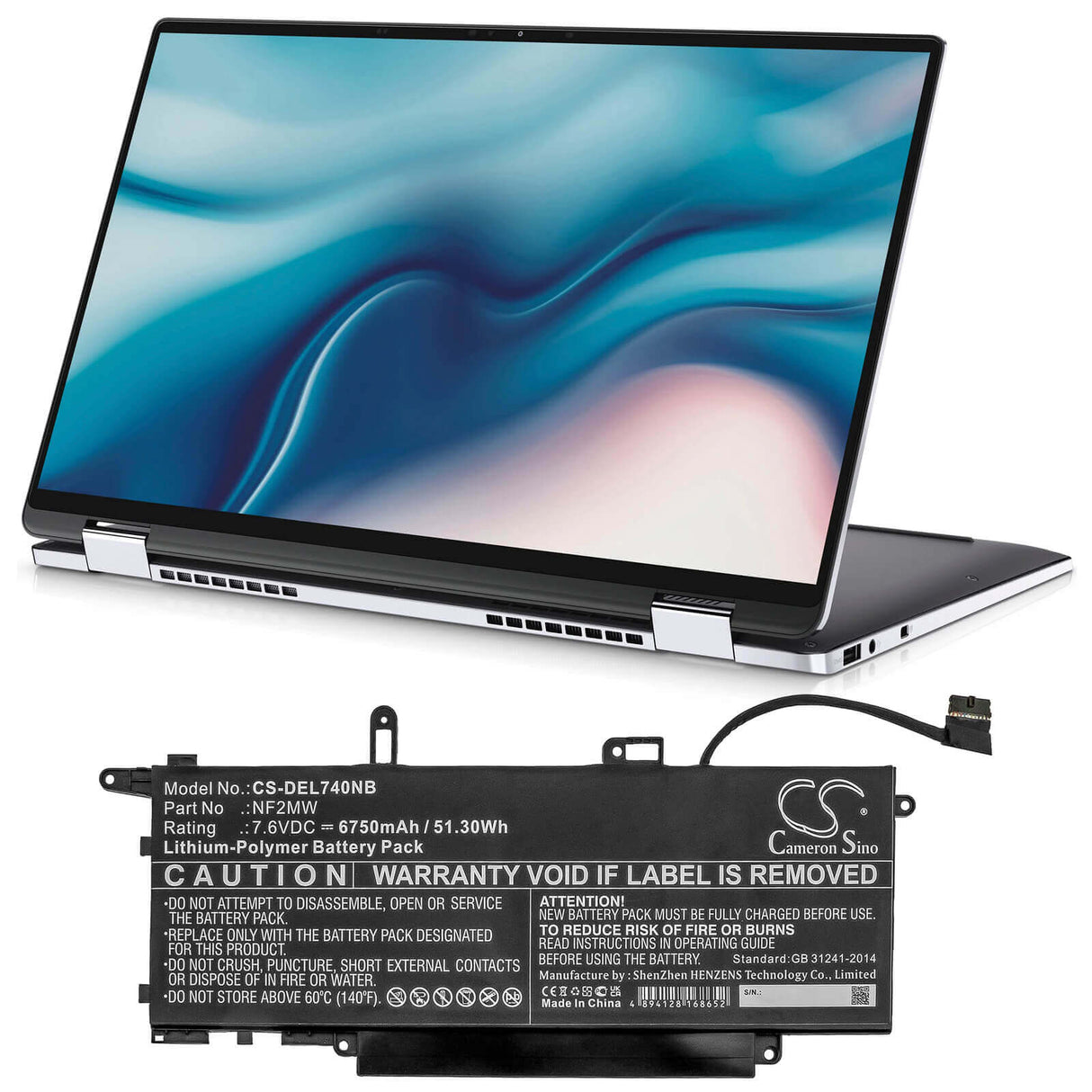 Battery For Dell, Latitude 7310 2-in-1, Latitude 7400 2-in-1, Latitude 7410 2-in-1 7.6v, 6750mah - 51.30wh Notebook, Laptop Cameron Sino Technology Limited   